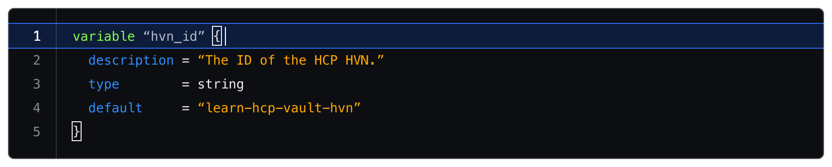 The Code Editor's line 1 is highlighted and the user's cursor is next to a bracket. That bracket and its pair are both highlighted with a white border.
