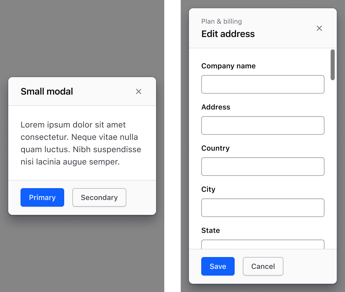 Mobile layout of the Modal