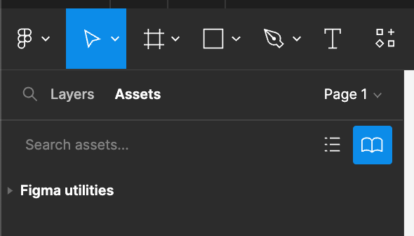Opening the library modal via the assets panel