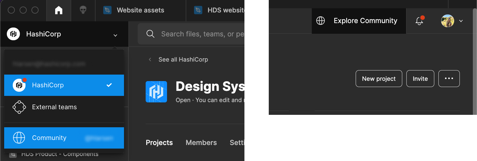Navigating to the Figma community from the desktop app