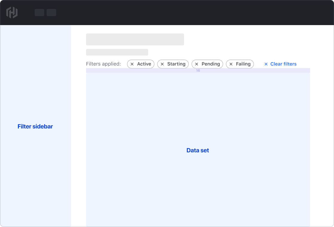 Applied filters with filter sidebar