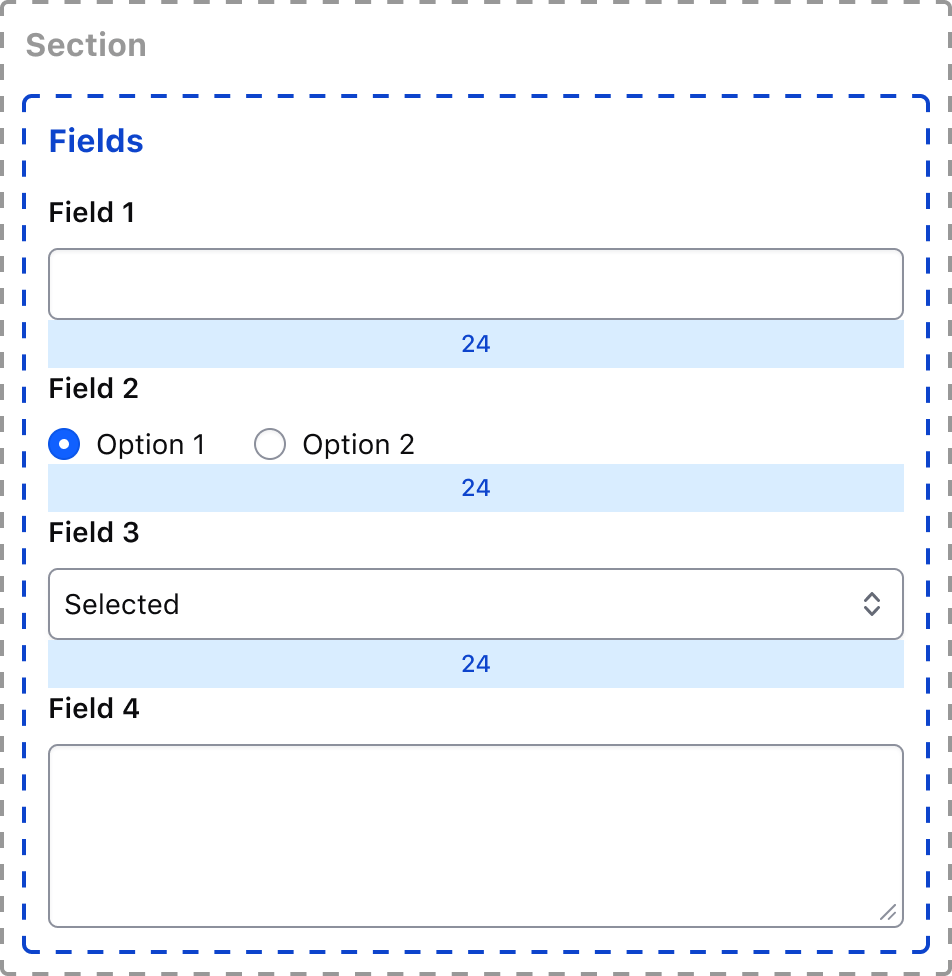 Example of multiple fields in a section