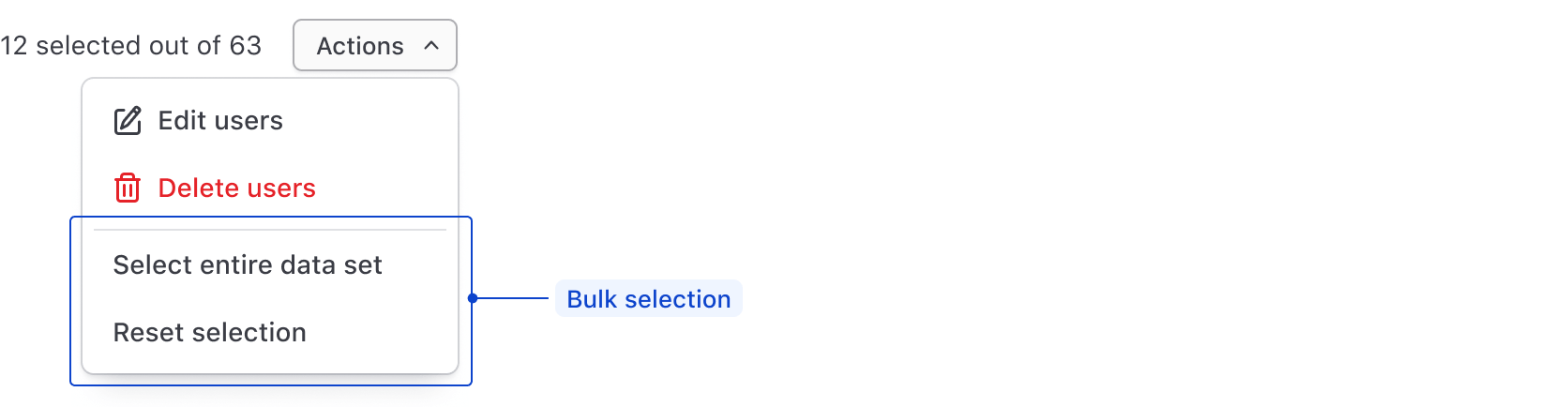 Example of bulk selection